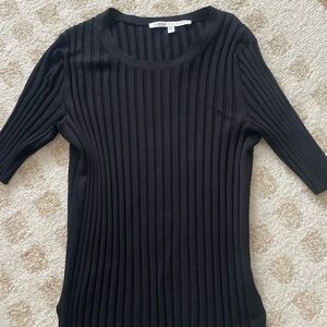 Veronica Beard Black Ribbed quarter sleeve top